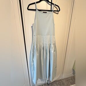 J. Crew Pintucked Mixy Light Blue Midi Dress